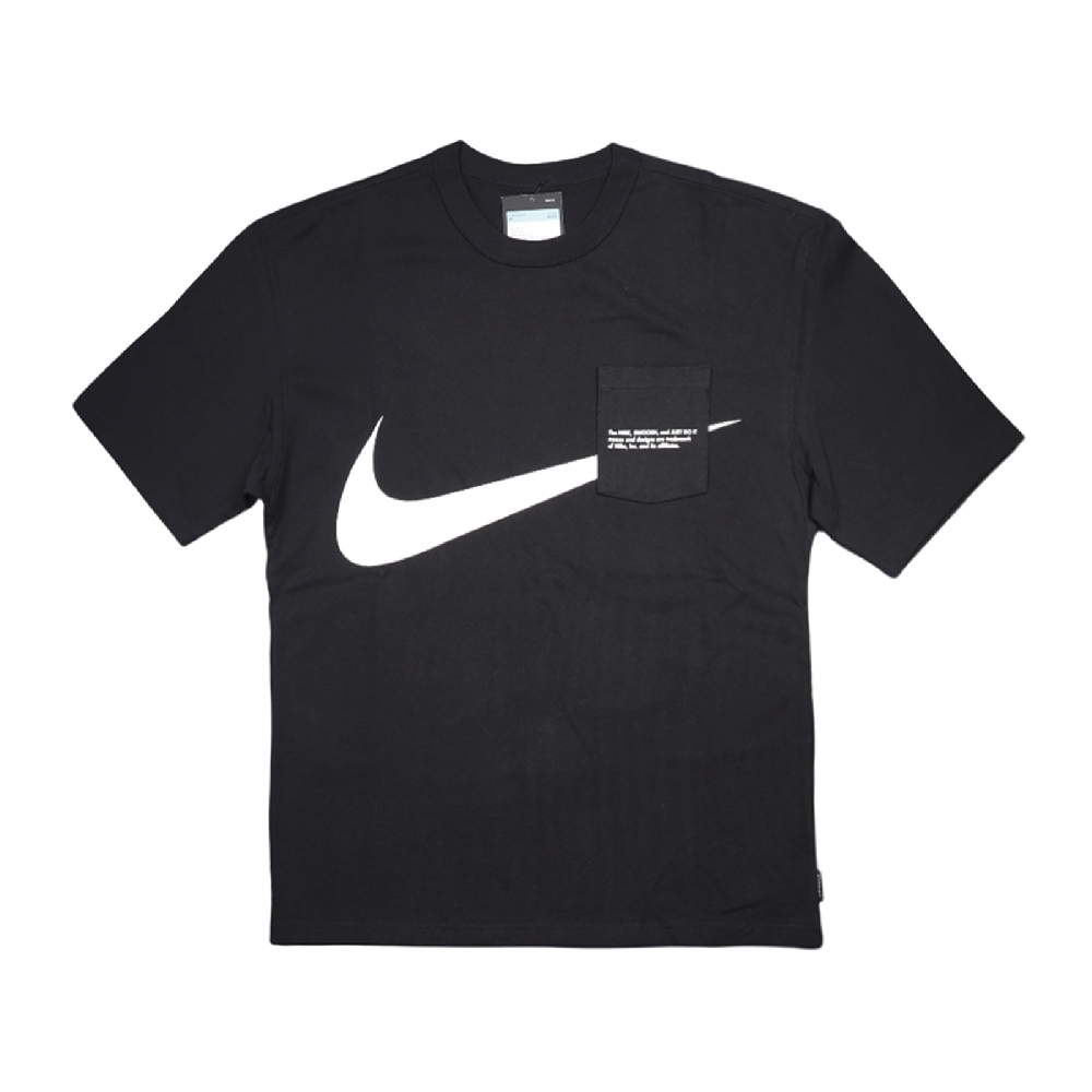 短T NSW Swoosh Pocket Tee 男款 純棉 小口袋 大勾LOGO 黑 白