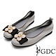 GDC-梅情脈脈可愛造型蝴蝶結真皮舒適平底包鞋-灰色 product thumbnail 1