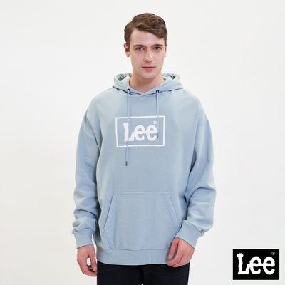 Lee 男款 長框大Logo連帽大學T/厚T 灰綠