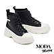 休閒鞋 MODA MODAY 街頭感LOGO膠片牛皮綁帶高筒厚底休閒鞋－黑 product thumbnail 1