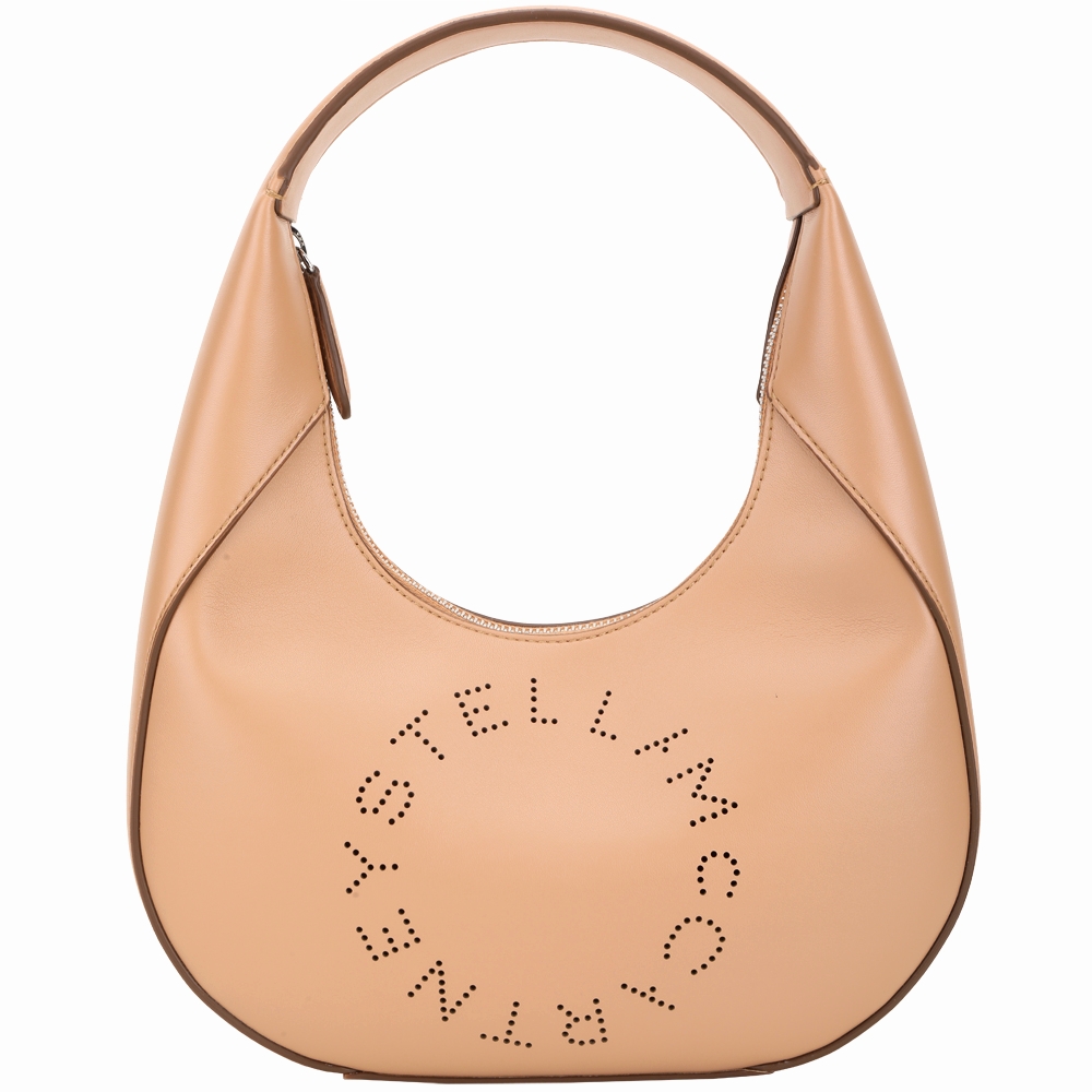 Stella McCartney Hobo 小款 穿孔字母皮革手提/肩背腋下包(米褐色)