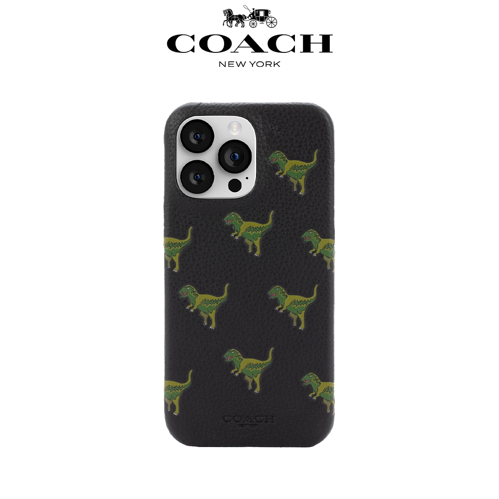 【COACH】iPhone 14 Pro Max 精品真皮手機殼 小恐龍