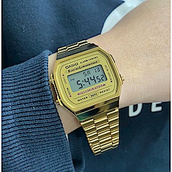 CASIO 城市光廊數位腕錶 (A-168WG-9)-【金色版】