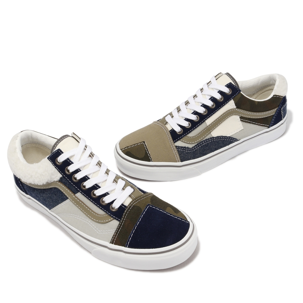 Vans 休閒鞋Old Skool Patchwork 男鞋女鞋藍綠迷彩異材質拼接