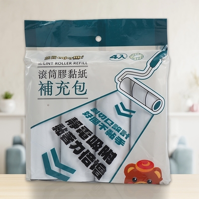 熊圓滾筒膠黏紙補充包-60周-4入x6包