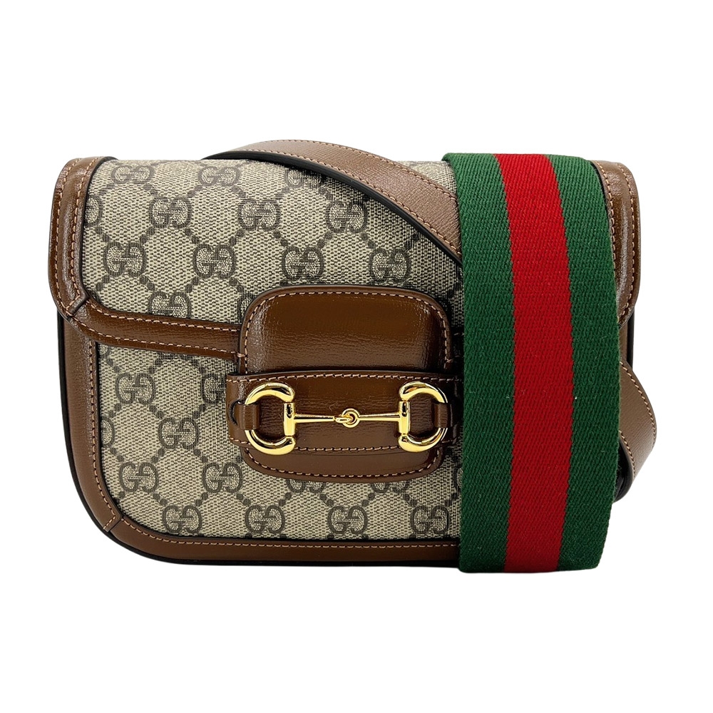 Gucci 1955馬銜扣GG logo迷你斜背包(658574-烏木)