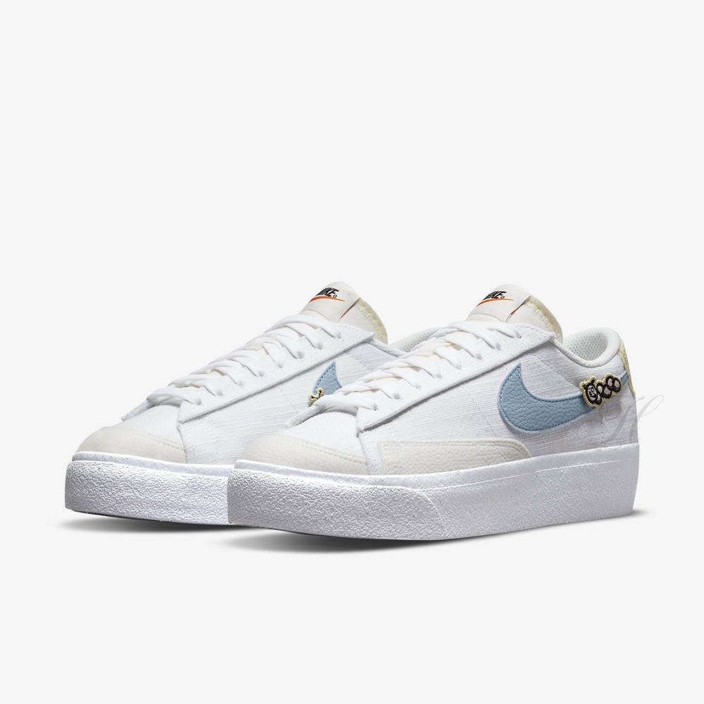 NIKE 耐吉休閒鞋運動鞋女鞋白藍DJ6376-100 W BLAZER LOW PLATFORM SE