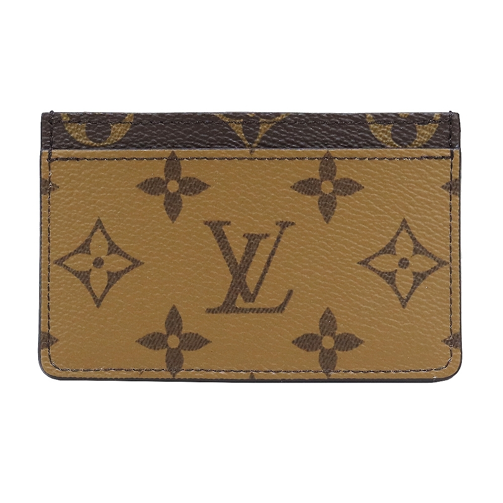 Louis Vuitton 經典牛皮拼接卡片夾(棕X咖)