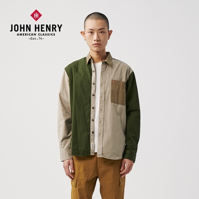 JOHN HENRY 雙色拼接長袖襯衫