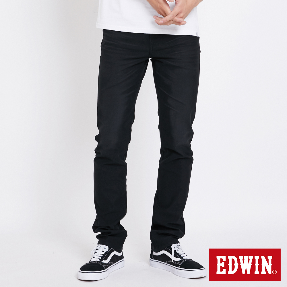 EDWIN 迦績 x EDGE 修身窄直筒牛仔褲-男-黑色