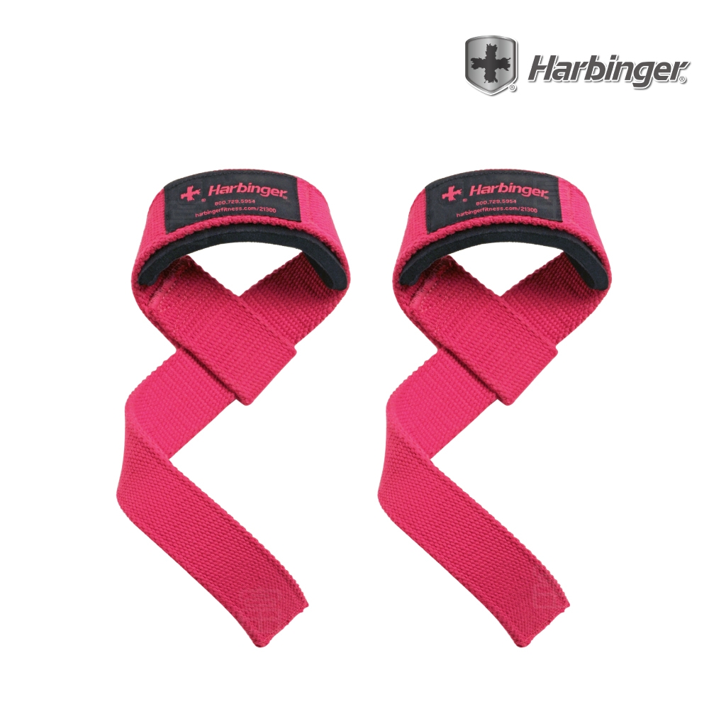 【Harbinger】#21307 桃紅 重訓拉力帶/抓舉助力帶 PADDED COTTON LIFTING STRAPS PINK