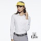 【Lynx Golf】女款合身款抗UV吸汗速乾Lynx字樣緹花布料長袖POLO衫-牙白色 product thumbnail 2