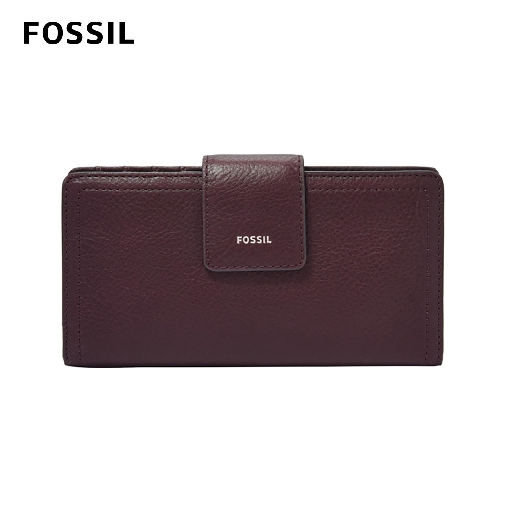 FOSSIL Logan 真皮RFID中長夾-無花果紫紅色 SL7927503