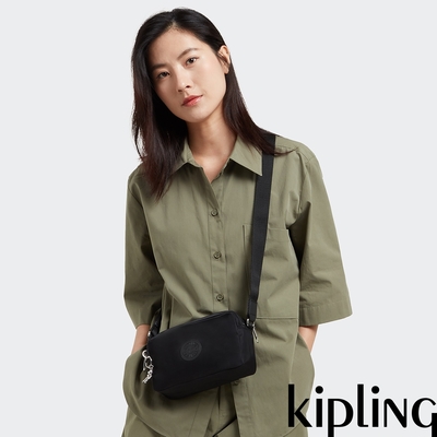 Kipling 黑檀木色輕便長方形多袋斜背包-MILDA