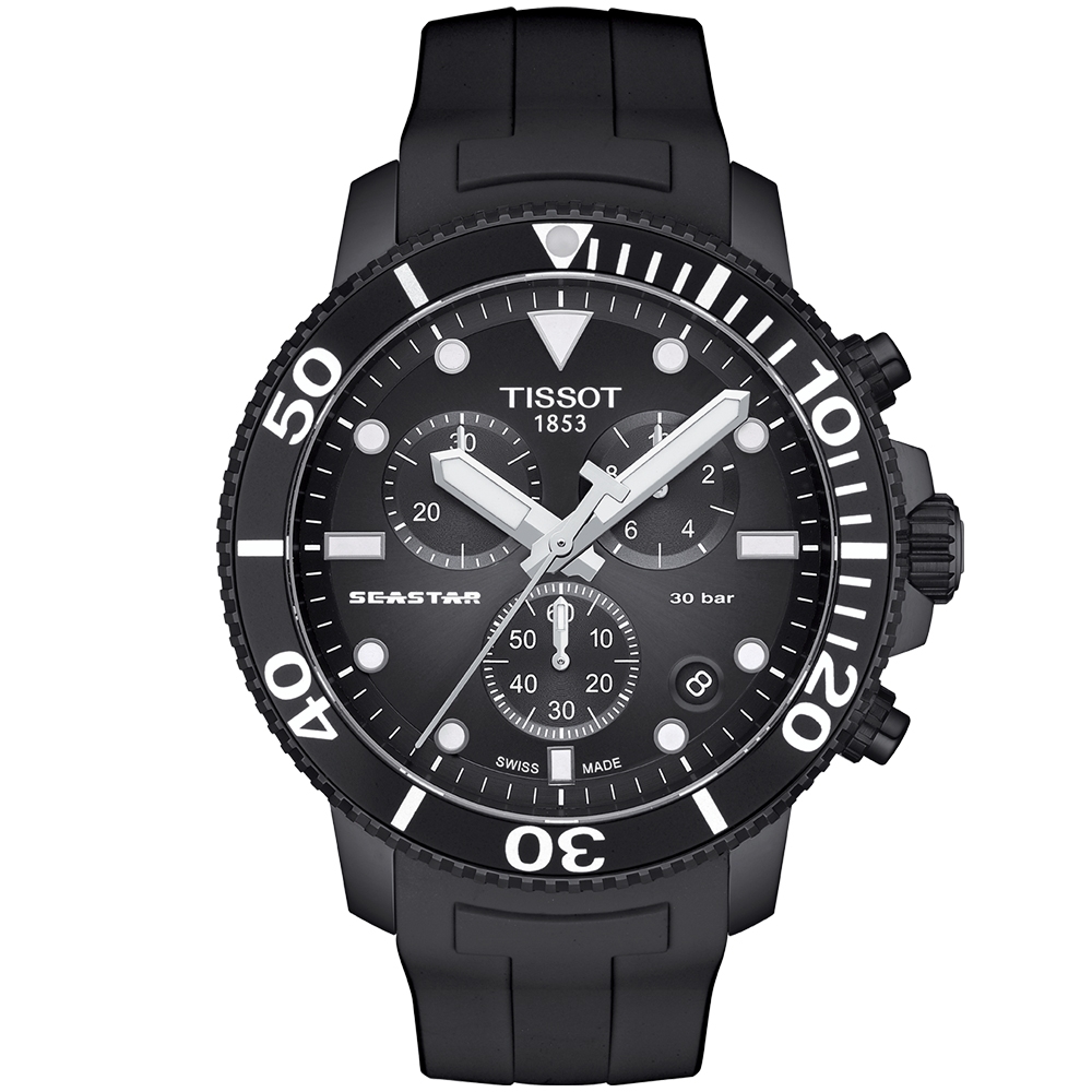 TISSOT天梭 Seastar海洋之星300米潛水計時錶(T1204173705102)