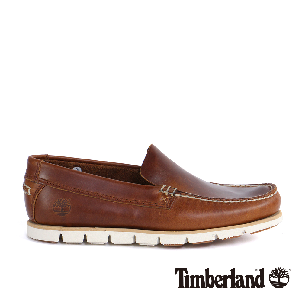 Timberland 男款咖啡色粒面皮革威尼斯鞋