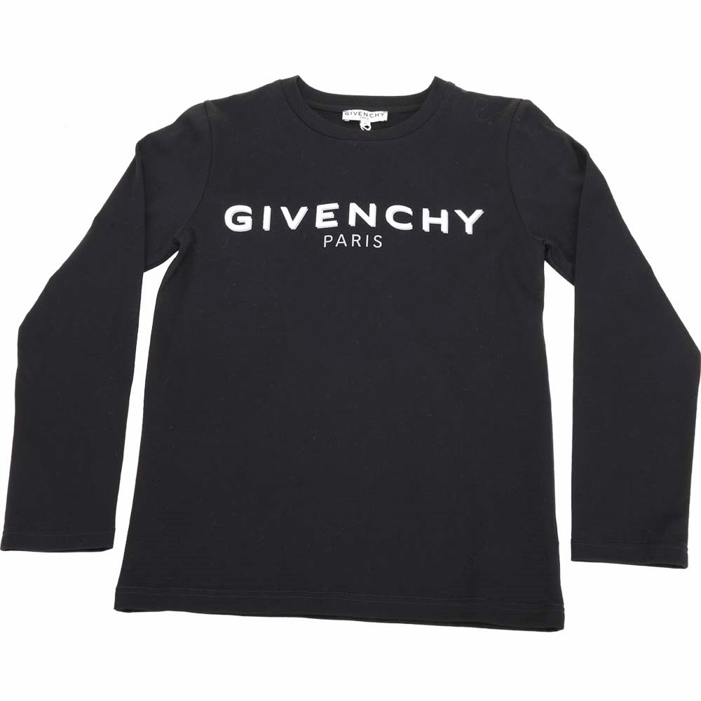 GIVENCHY 童裝植絨字母複印黑色棉質長袖TEE T恤| 精品服飾/鞋子| Yahoo