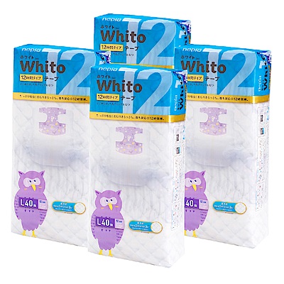 Nepia Whito王子白色系列黏貼紙尿褲 日本境內十二小時版 L 40片x4包/箱