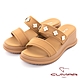 【CUMAR】一字花朵裝飾楔型厚底涼拖鞋-棕色 product thumbnail 1