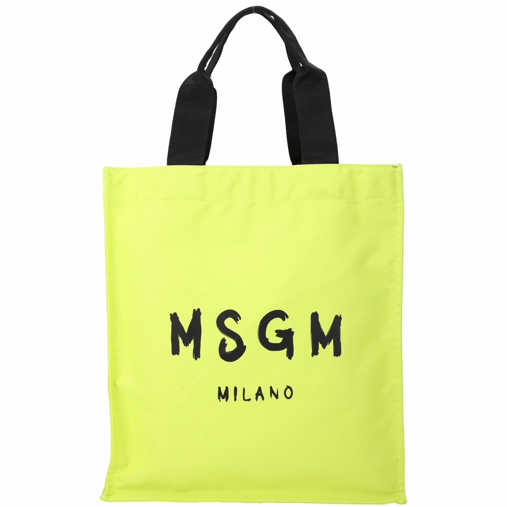 MSGM 品牌字母印花帆布托特包(亮綠色)