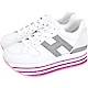 HOGAN Maxi H222 H 金蔥飾厚底繫帶休閒鞋(白色) product thumbnail 1