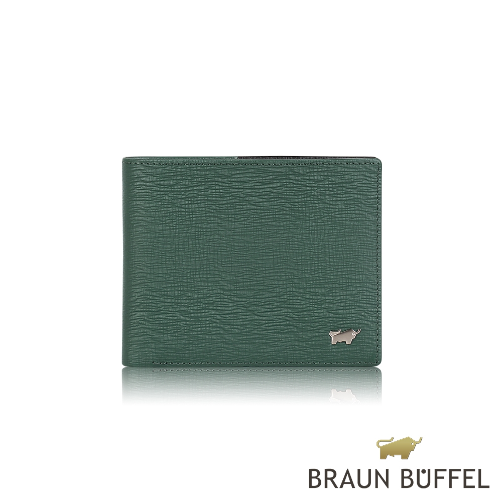 【BRAUN BUFFEL 德國小金牛】台灣總代理 瓦拉頓 8卡男夾-深綠色/BF397-313-TG