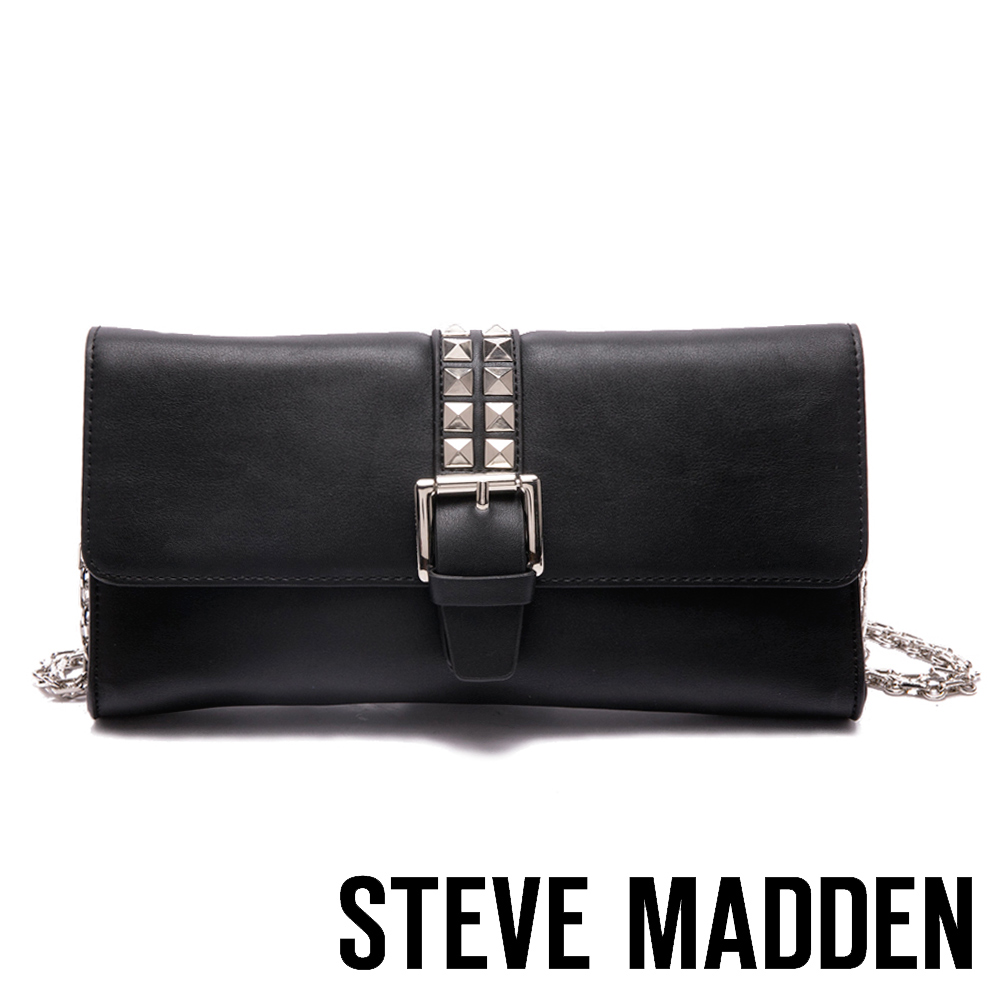 STEVE MADDEN-BBUCKLE-簡約個性鉚釘肩背包-黑色