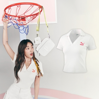 Puma 短袖 Logo Polo Shirts 女款 象牙白 紅 合身 Polo衫 王淨同款 62686365