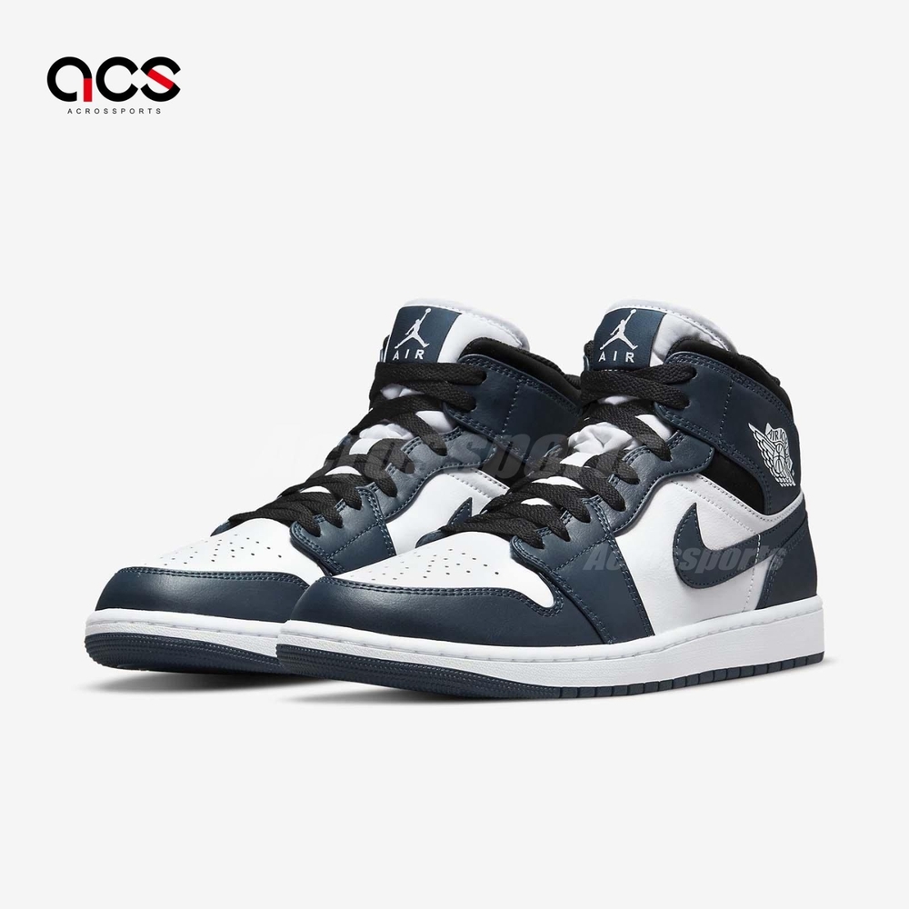 Nike 休閒鞋 Air Jordan 1代  Mid 男鞋 Armory Navy 經典喬丹 黑曜石 AJ1 海軍藍 白 554724411