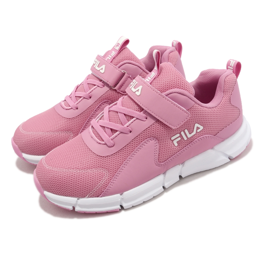 Fila 慢跑鞋 J803W 童鞋 大童 女鞋 粉紅色 經典 魔鬼氈 支撐 路跑 運動鞋 3J803W551