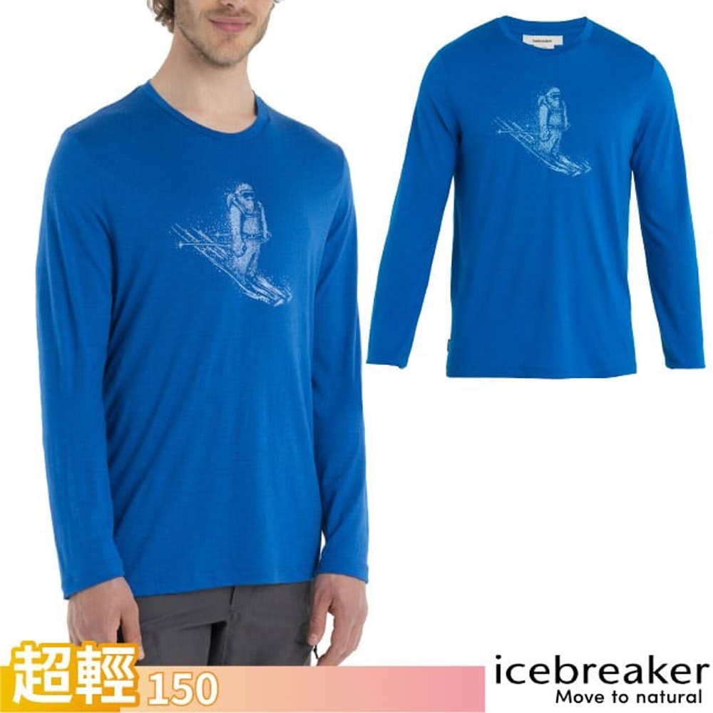 【Icebreaker】男 100%美麗諾羊毛 Tech Lite II 圓領長袖上衣(高山滑雪).T恤_IB0A56KY-580 豔藍