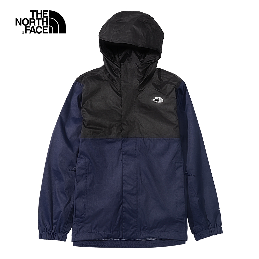 The North Face北面男款藍黑色防水透氣連帽衝鋒衣｜5B43L4U