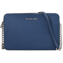 MICHAEL KORS JET SET 經典款防刮皮革拉鍊斜背方包(海藍)