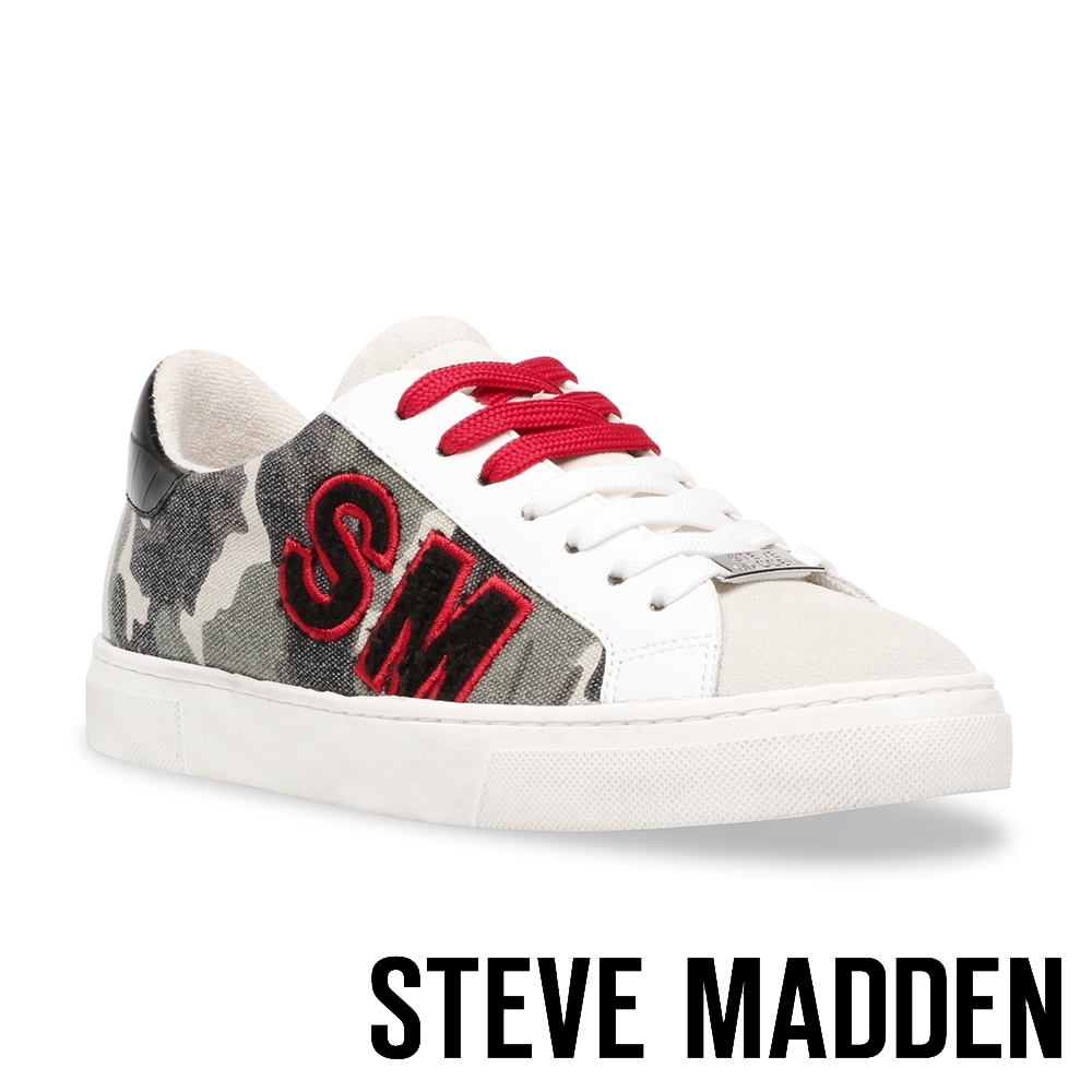 STEVE MADDEN-RAZZ 拼接綁帶厚底休閒平底女鞋-迷彩