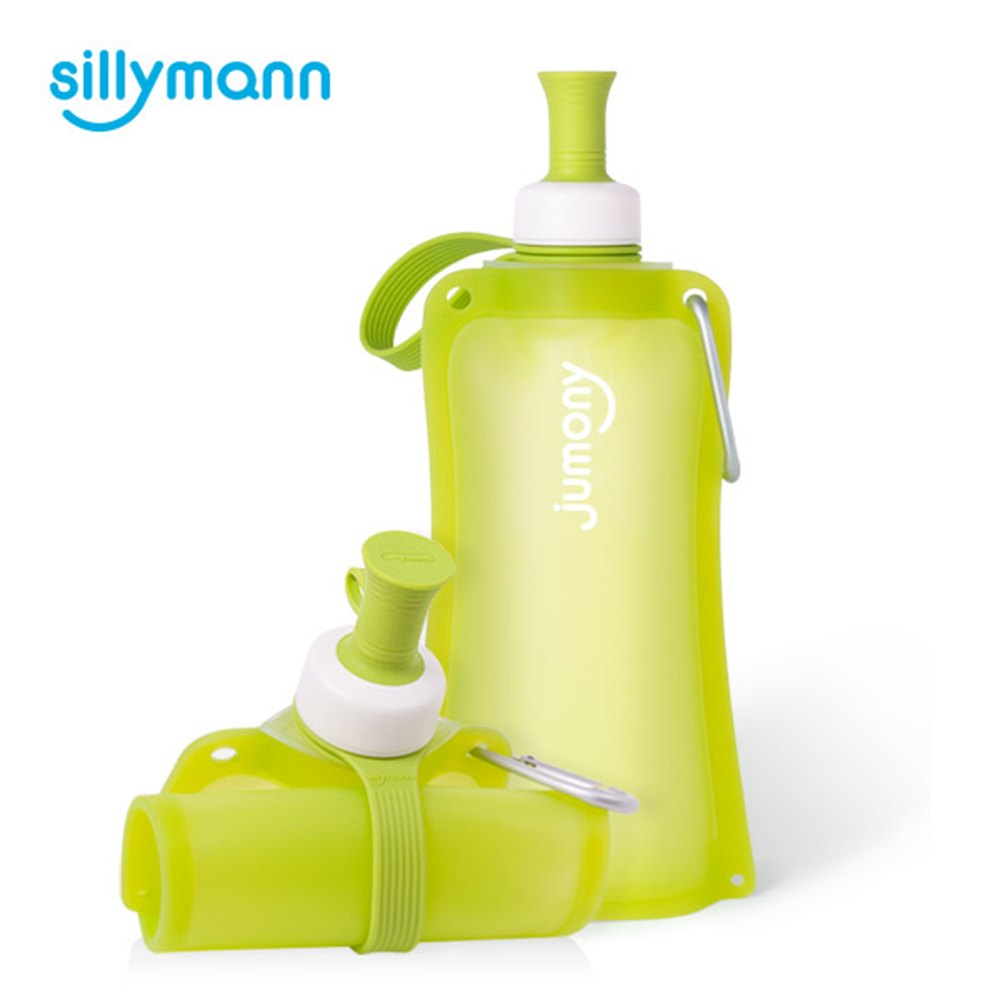 韓國sillymann-簡約便攜捲式鉑金矽膠水瓶-550ml-蘋果綠