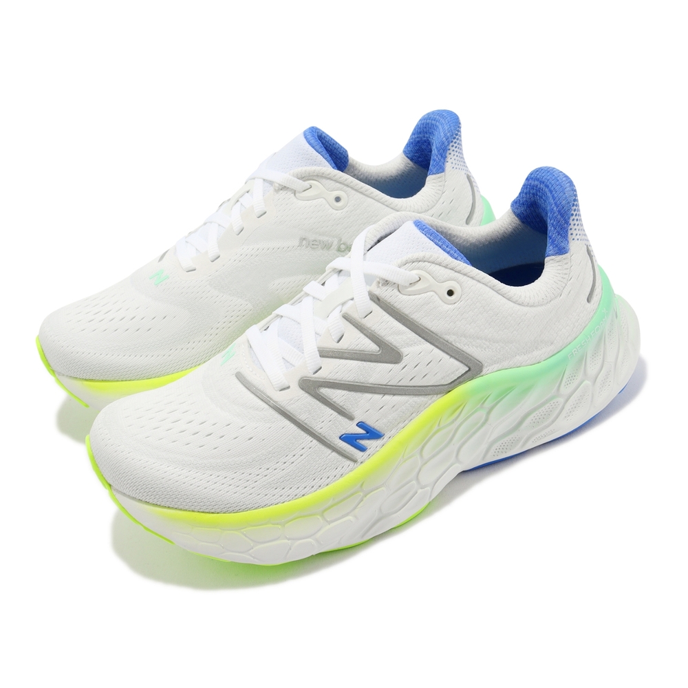 New Balance 慢跑鞋Fresh Foam X More V4 D 女鞋寬楦白藍厚底反光運動