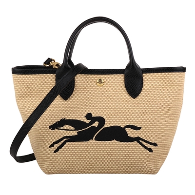 LONGCHAMP LE PANIER PLIAGE 亞麻材質兩用水餃包(卡其色)