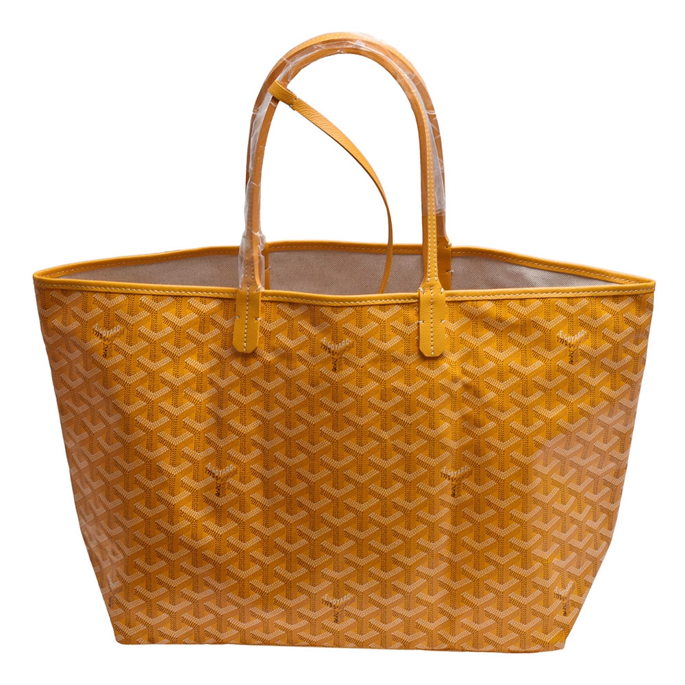 GOYARD 經典St. Louis PM防水帆布LOGO購物包(中-黃-附收納袋)