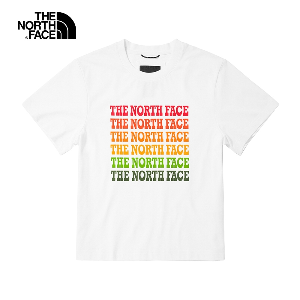 The North Face北面女款白色吸濕排汗漸層印花短袖T恤｜5JZ1FN4