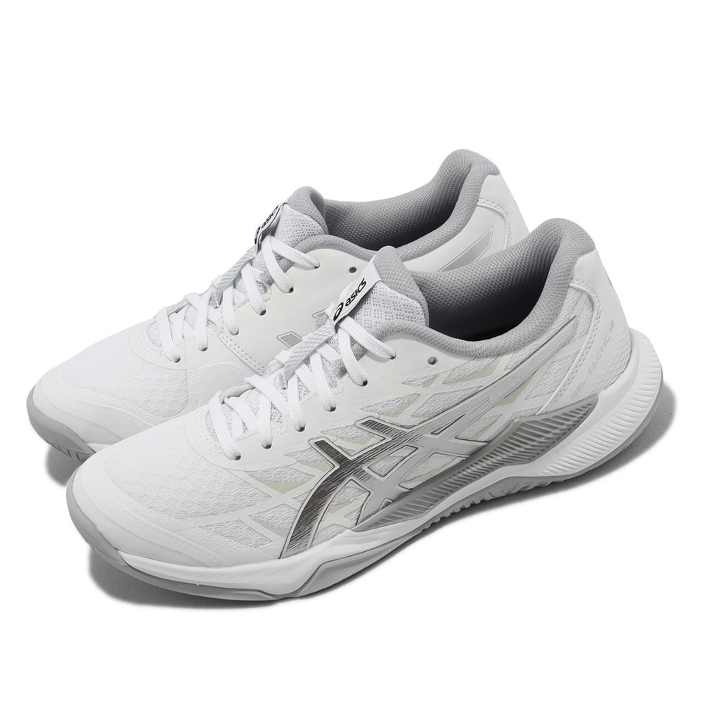 Asics 排球鞋 GEL-Tactic 12 女鞋 男鞋 白 銀 回彈 羽球鞋 室內運動 亞瑟士 1072A092100