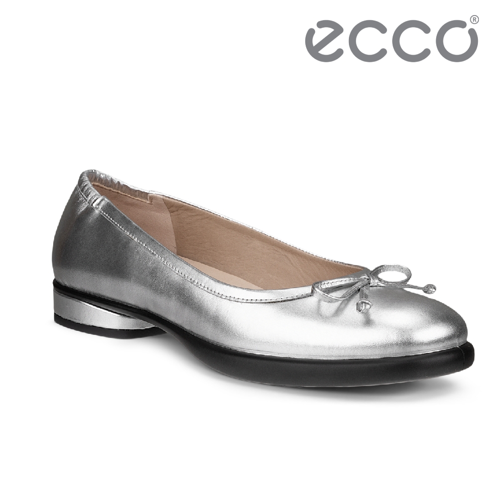 ECCO SCULPTED LX 雕塑高雅蝴蝶結平底鞋 女鞋 銀色