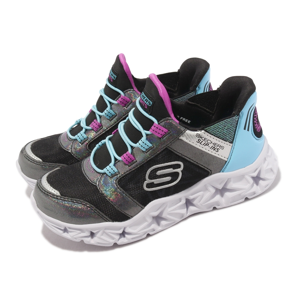 Skechers 燈鞋 S Lights Slip-Ins 瞬穿科技 中大童 黑 藍 發光 星星 童鞋 套入式 303701LBKMT