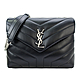 YSL Saint Laurent銀LOGO小牛皮縫線翻蓋肩背/斜背包(小/黑) product thumbnail 1