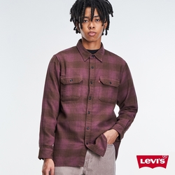 Levis 男款 寬鬆版工裝法蘭絨襯衫 輕熟感越橘莓格紋