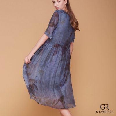 GLORY21 漸層水墨渲染印花洋裝