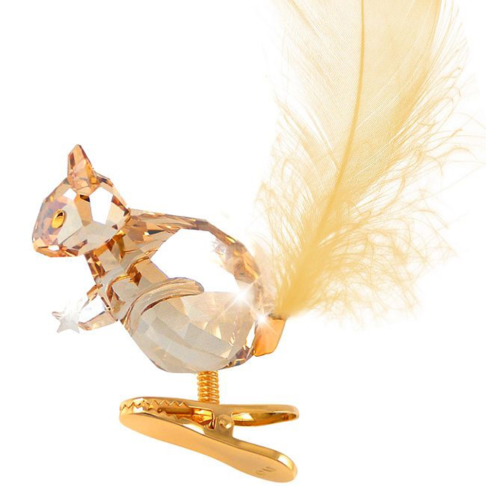 SWAROVSKI 金色松鼠造型立體水晶雕塑掛飾