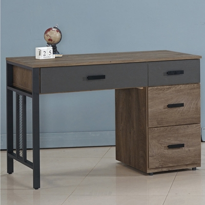 【文創集】維斯 時尚4尺四抽書桌-120x60x81cm免組