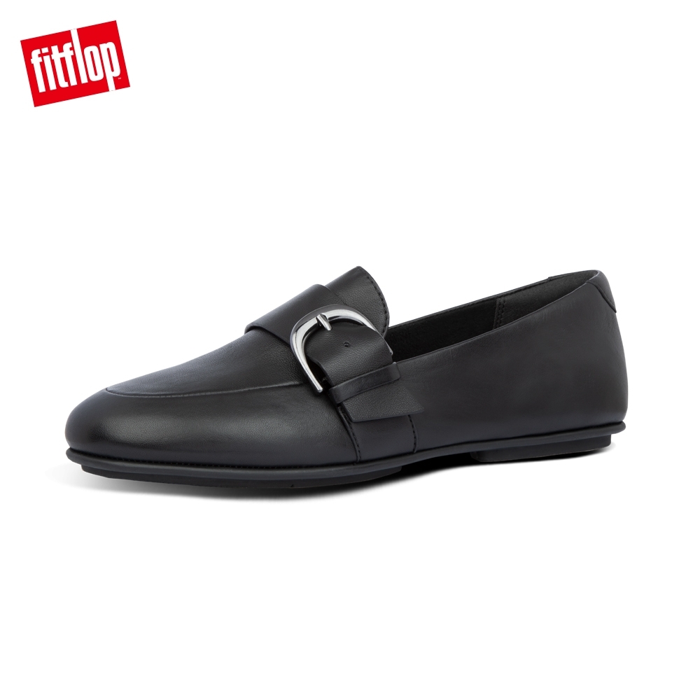 【FitFlop】D-BUCKLE LOAFERS 時尚扣環樂福鞋-女(靓黑色)