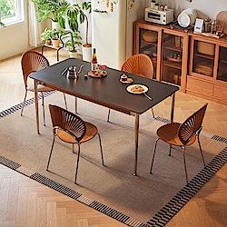 林氏木業秋辰系列復古風岩板1.6M餐桌 KQ1R+餐椅 KQ2S (一桌四椅) (H014374196)