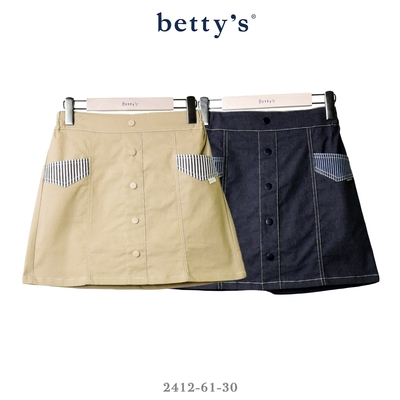 betty’s專櫃款 排釦壓線條紋拼接口袋短裙(共二色)